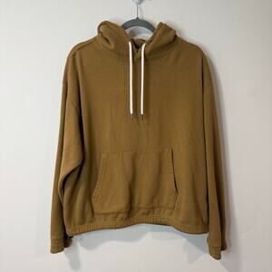 The North Face Women's Rogue Hoodie Sweatshirt Tan Brown Large Chest Logo Crop